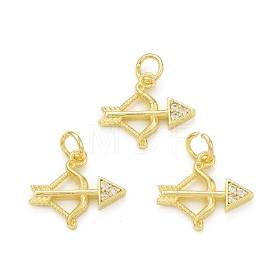 Rack Plating Brass with Cubic Zirconia Charms KK-C011-54G-1