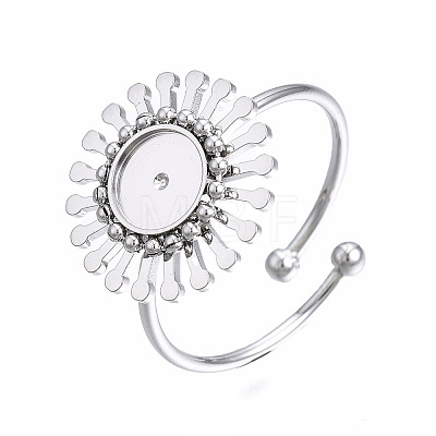 Non-Tarnish 304 Stainless Steel Open Cuff Finger Ring Cabochon Settings LS-STAS-T060-14P-1