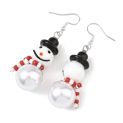 Christmas Handmade Lampwork Dangle Earrings EJEW-JE07516-02-1