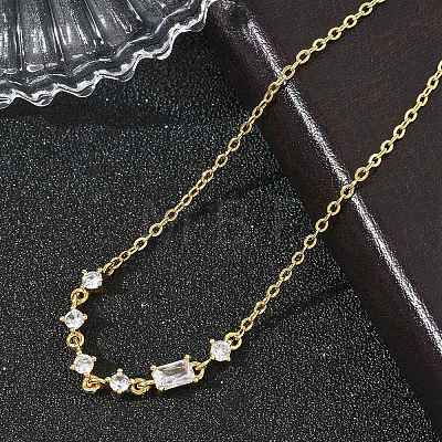 Brass Micro Pave Clear Cubic Zirconia Link Bracelets BJEW-E114-01C-G-1