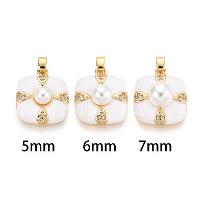 Brass Micro Pave Cubic Zirconia Cup Pearl Peg Bails Pin Pendants KK-T079-07G-1