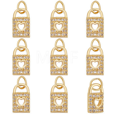 10Pcs Brass Micro Pave Clear Cubic Zirconia Charms ZIRC-BBC0001-70-1