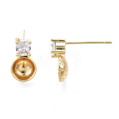 Brass Micro Pave Cubic Zirconia Stud Earring Findings KK-N233-132-1
