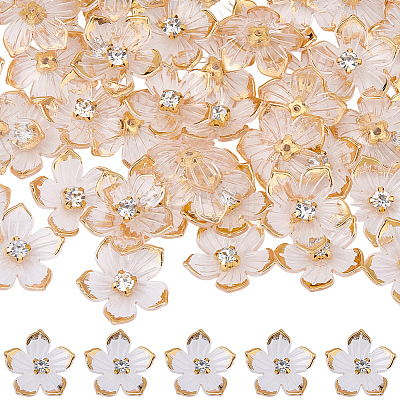 50Pcs Transparent Resin Sakura Flower Bead Caps RESI-SC0006-97-1