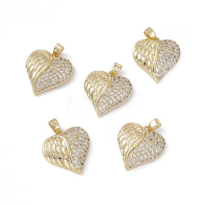 Brass Clear Cubic Zirconia Pendants KK-E068-VA126-2-1