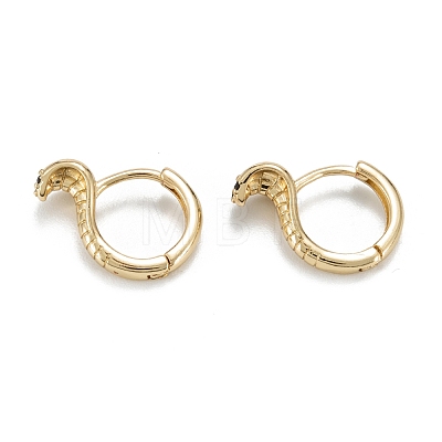 Snake Sparkling Cubic Zirconia Hoop Earrings for Girl Women EJEW-H126-10G-1