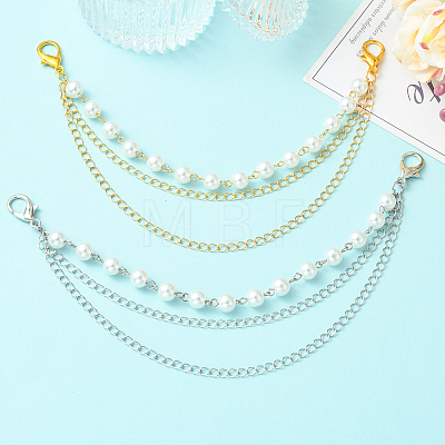 4Pcs 2 Styles Brass & Glass Pearl Bag Extender Chains HJEW-SW00360-1