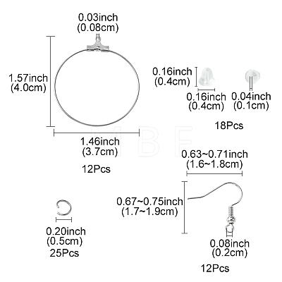 67Pcs 4 Styles 304 Stainless Steel Wire Pendants FIND-FS0002-29-1