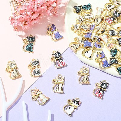 40Pcs 8 Colors Alloy Enamel Pendants ENAM-CJ0001-79-1