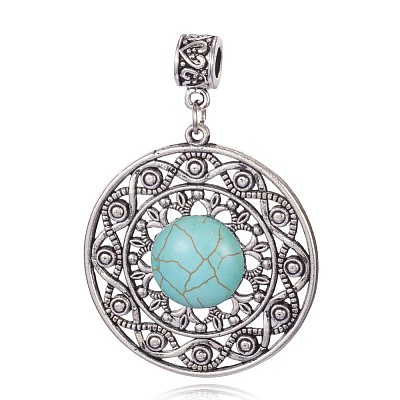 Synthetic Turquoise Big Pendants PALLOY-G124-01AS-1