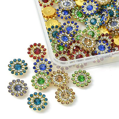60Pcs 6 Colors Rhinestone Buttons RB-YW0001-08-1