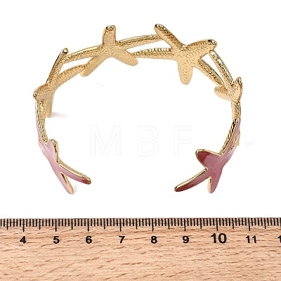 304 Stainless Steel Enamel Cuff Bangles for Women BJEW-D408-34G-1