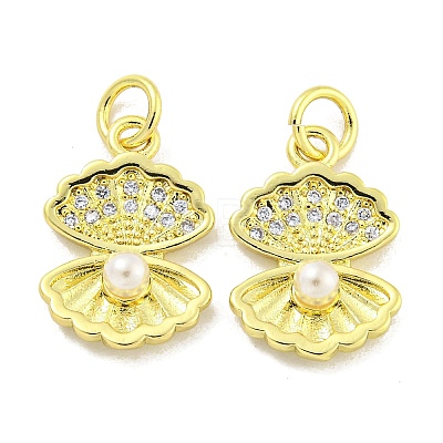 Rack Plating Brass Micro Pave Clear Cubic Zirconia Pendants KK-B091-11-1