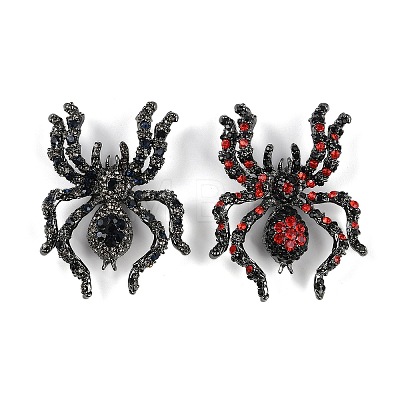 Halloween Spider Alloy Rhinestones Brooches for Party Wear JEWB-S022-08B-1