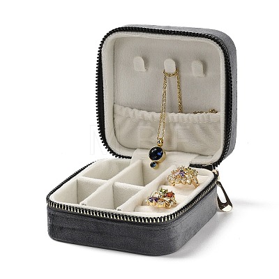Square Velvet Jewelry Storage Zipper Boxes CON-P021-01-1