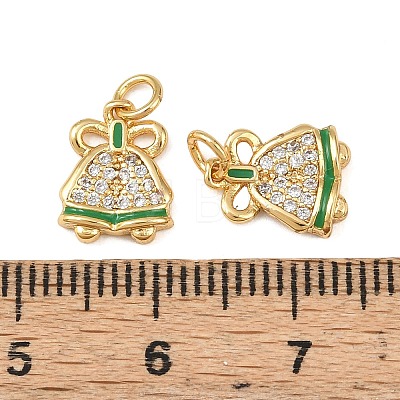 Christmas Brass Micro Pave Cubic Zirconia Enamel Charms KK-L255-19G-11-1