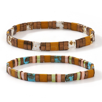 2Pcs Bohemian Glass Seed Beads Stretch Bracelets for Women RZ0109-5-1