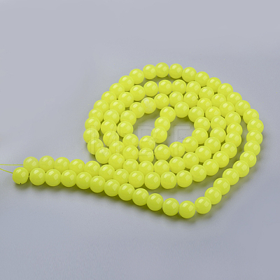 Imitation Jade Glass Round Beads Strands X-DGLA-S076-8mm-09-1