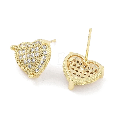 Brass Micro Pave Clear Cubic Zirconia Studs Earring for Women EJEW-S217-A05-1
