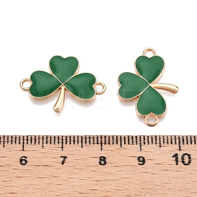 Rack Plating Alloy Green Enamel Shamrock Connector Charms ENAM-N056-354G-1