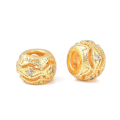 Brass Micro Pave Clear Cubic Zirconia Beads KK-C142-12B-G-1