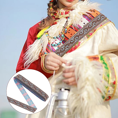 9M Flat Ethnic Style Polyester Ribbons SRIB-WH0011-101B-1