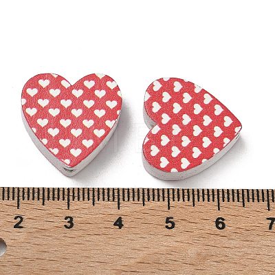 Spray Painted & Printed Wood Beads WOOD-L023-02B-1