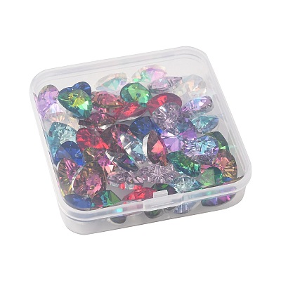 40Pcs 10 Colors Faceted Glass Charms GLAA-FS0002-68-1