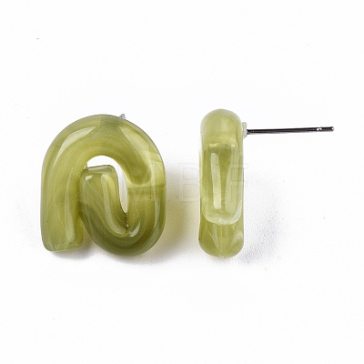 Transparent Resin Stud Earrings EJEW-T012-01-B03-1