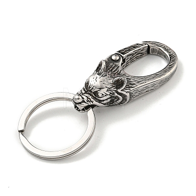 Tibetan Style 316 Surgical Stainless Steel Fittings with 304 Stainless Steel Key Ring FIND-Q101-09AS-06-1