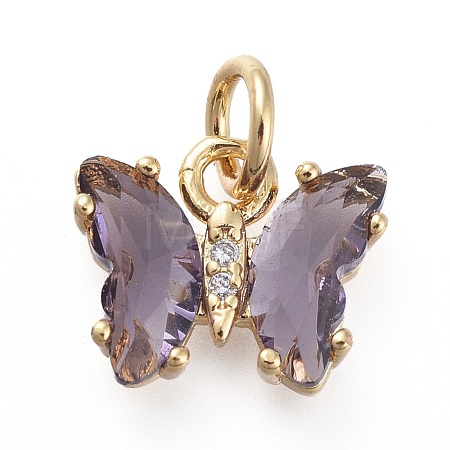 Brass Micro Pave Clear Cubic Zirconia Pendant ZIRC-P079-B01-05-1