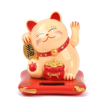 ABS Plastic Solar Powered Maneki-neko Figurines DJEW-B017-01A-02-1