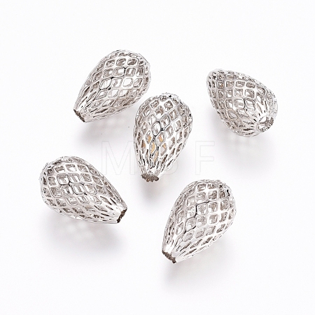 Rack Plating Brass Filigree Beads KK-D530-09P-1
