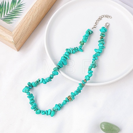 Synthetic Turquoise Chips Bead Necklace PW-WG87743-10-1