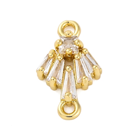 Brass Clear Cubic Zirconia Connector Charms/Links FIND-L019-07G-02-1