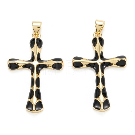 Brass Enamel Pendants KK-M220-06G-B-1