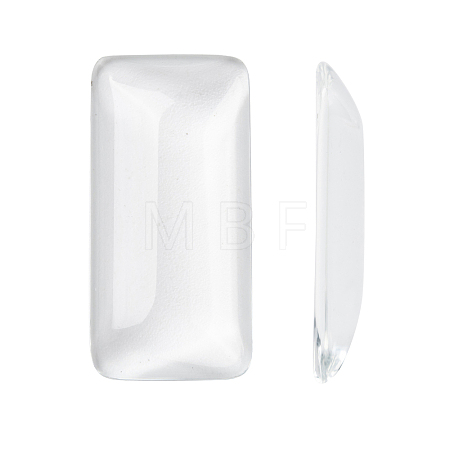 Transparent Rectangle Glass Cabochons GGLA-R025-38x19-1