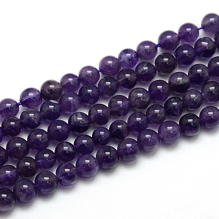 Natural Amethyst Round Bead Strands X-G-L170-6mm-02-1