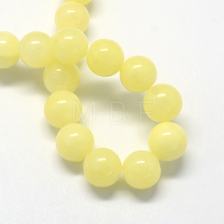 Natural Dyed Yellow Jade Gemstone Bead Strands G-R271-4mm-Y06-1