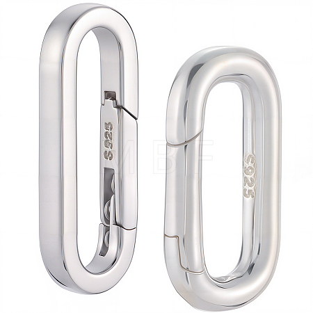 2Pcs 2 Styles 925 Sterling Silver Spring Gate Rings FIND-BBC0004-30-1