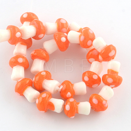 Mushroom Handmade Lampwork Beads Strands LAMP-R116-15-1