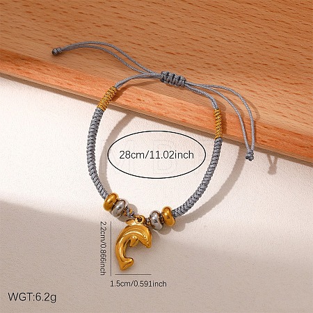 304 Stainless Steel Dolphin Charm Bracelets WG3A2A4-02-1