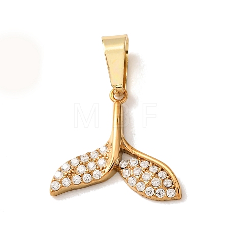 304 Stainless Steel Micro Pave Clear Cubic Zirconia Charms CU-CBA703A-01G-03-1