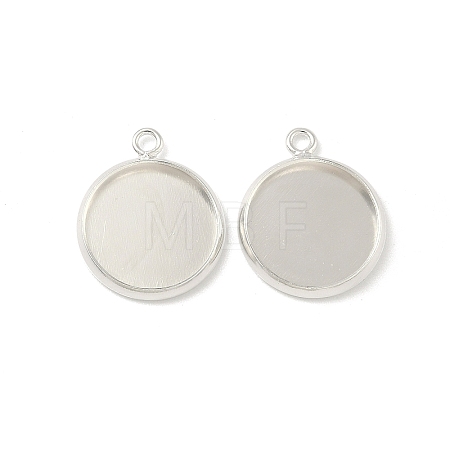 Flat Round Brass Pendant Cabochon Settings X-KK-K414-14E-S-1