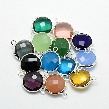 Silver Color Plated Brass Glass Links connectors GLAA-J011A-S-1