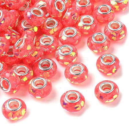 Transparent Resin Rondelle European Beads RESI-S023-08-1