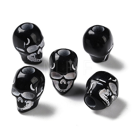 Spray Printed Opaque Acrylic European Beads SACR-P031-35B-01-1