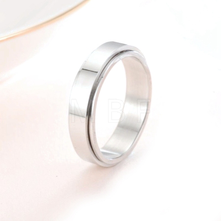 Rotating 201 Stainless Steel Finger Rings for Men Women PW-WGF9BE0-05-1