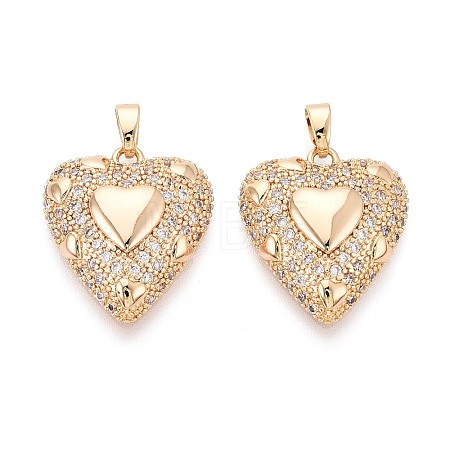 Brass Micro Pave Cubic Zirconia Pendants KK-T073-40G-1