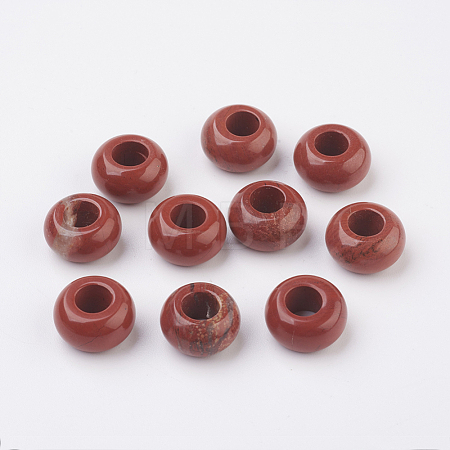 Natural Red Jasper European Beads X-G-G740-14x8mm-04-1